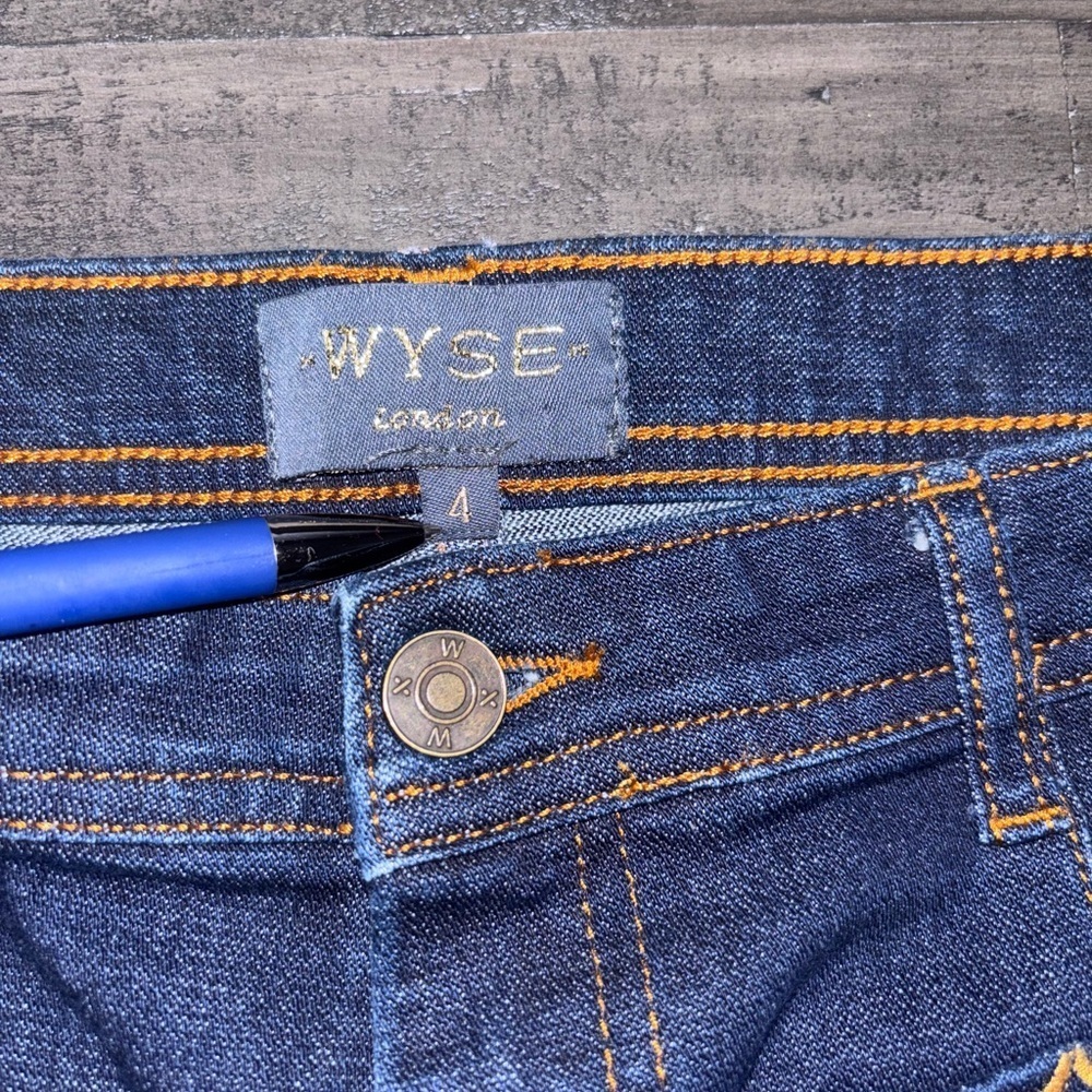 Wyse Navy Embroidered Jeans SZ 4​​​ - Picture 6 of 9